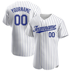 Custom Royal Pinstripe Baseball Jersey Stitched Authentic Button Down Vintage