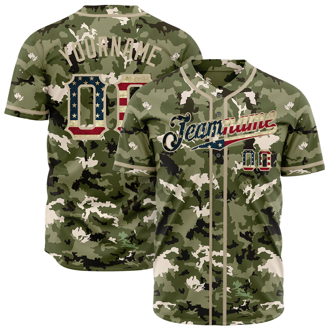 Custom US Flag Camo Fans Special Edition Authentic Vintage Baseball Jersey