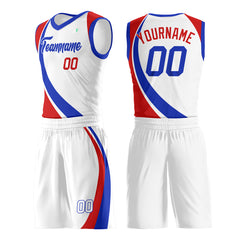 Custom White Basketball Uniform Print Athletic V Neck Mesh Jersey