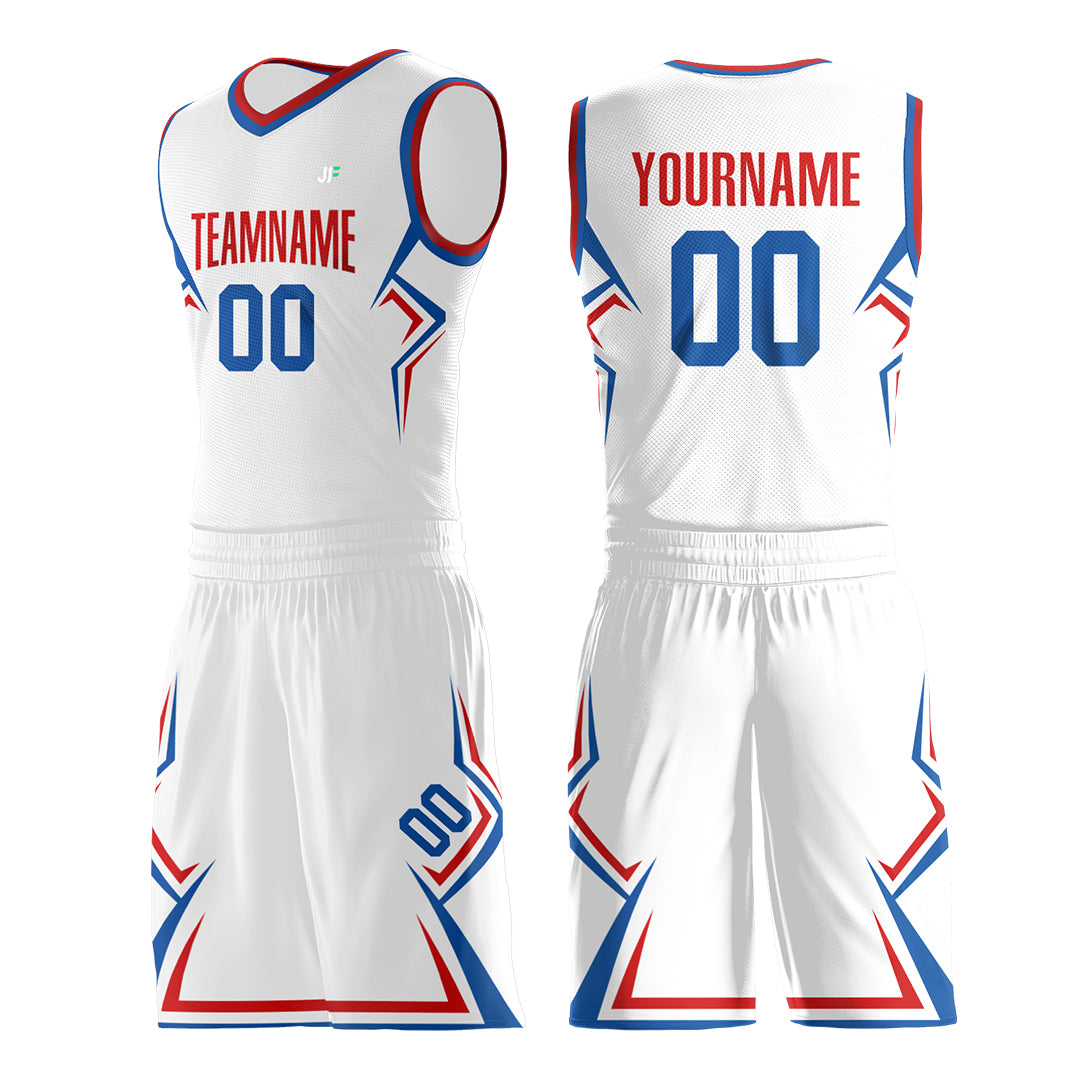 Custom White Basketball Uniform Print Name Number Athletic V Neck Mesh Jersey Design Your Own