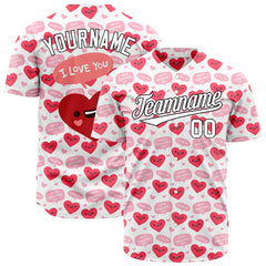 Custom White Heart Valentine's Day Baseball Jersey Fans Special Edition Authentic Shirt