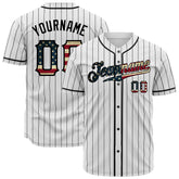 Custom White National Flag Pinstripe Fans Special Edition Authentic Vintage Baseball Jersey