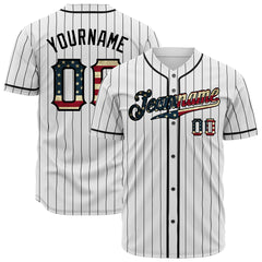 Custom White National Flag Pinstripe Fans Special Edition Authentic Vintage Baseball Jersey