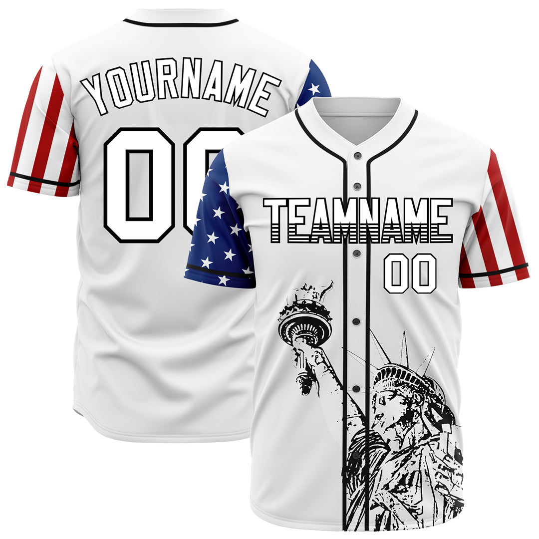 Custom White National USA Flag Two Tone Authentic Vintage Baseball Jersey
