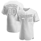 Custom White Pinstripe Baseball Jersey Stitched Authentic Button Down Vintage