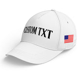 Custom White Print Logo Text Adjustable Snapback Cotton Twill Hat