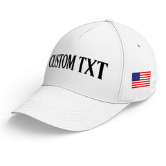 Custom White Print Logo Text Adjustable Snapback Cotton Twill Hat