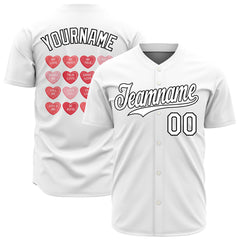 Custom White Valentine's Day Baseball Jersey Fans Special Edition Authentic Full Button Down Shirt