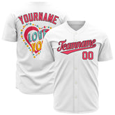 Custom White Valentine's Day Baseball Jersey Fans Special Edition Authentic Full Button Shirt