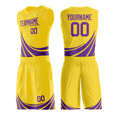 Custom Yellow Basketball Team Uniform Print Athletic V-Neck Mesh Jersey