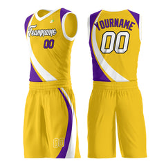 Custom Yellow Basketball Uniform Print Athletic V Neck Mesh Jersey Design Your Own