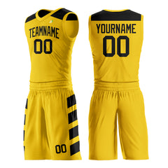 Custom Yellow Basketball Uniform Print Name Number Logo Mesh Jersey