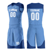 Custom Electric Blue Mesh Basketball Uniform For Adult Youth Fans Jersey