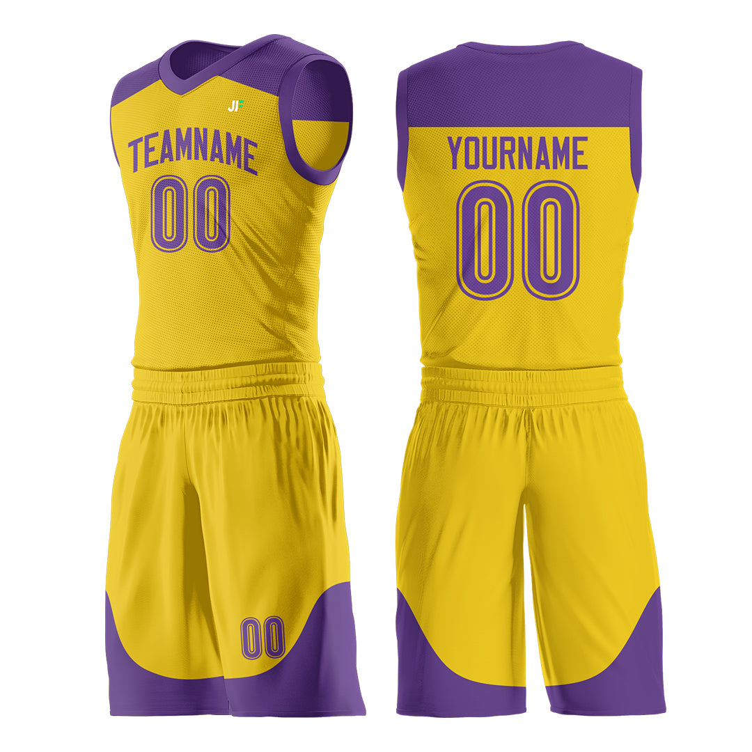 Custom Yellow Mesh Basketball Uniform For Adult Youth Fans Jersey