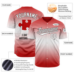 Custom Gradient Red Puzzle Valentine's Day Baseball Jersey Fans Special Edition Authentic Shirt
