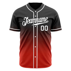 Custom Gradient Black Red Baseball Jersey Full Button Down Fans Special Edition Authentic Shirt