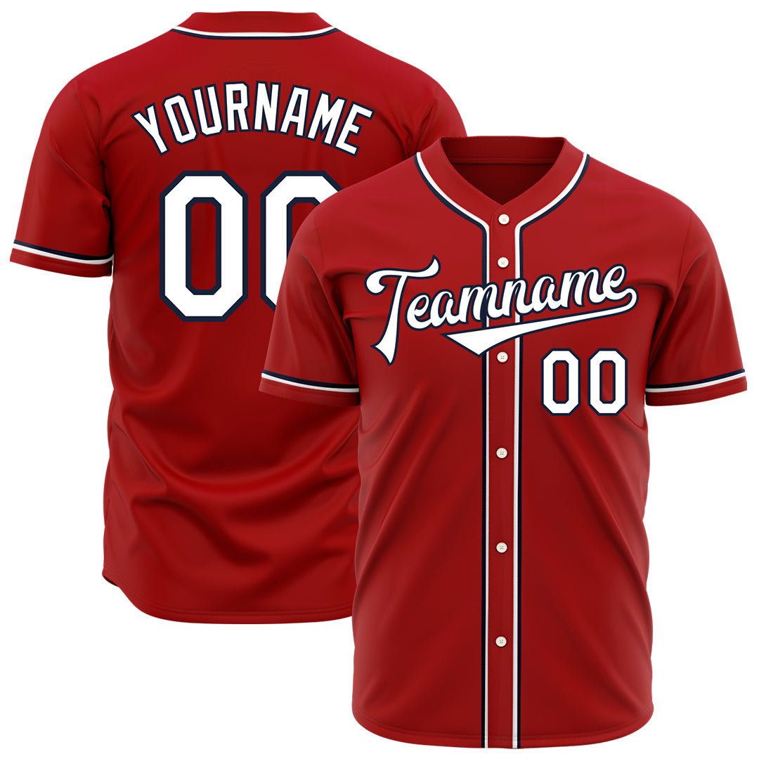 Custom Red Baseball Jersey Custom Red Baseball Jersey