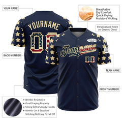 Custom Royal National USA Flag Two Tone Shirts Authentic Vintage Baseball Jersey