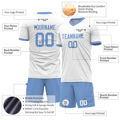 Custom WhiteSoccer Uniform For Adult Youth Fans Jersey