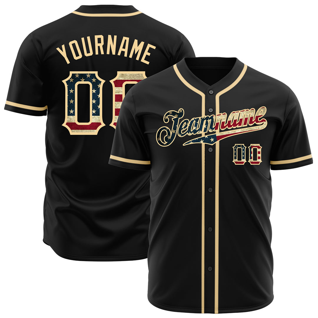 Custom Black National USA Flag Fans Special Edition Authentic Vintage Baseball Jersey