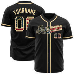 Custom Black National USA Flag Fans Special Edition Authentic Vintage Baseball Jersey