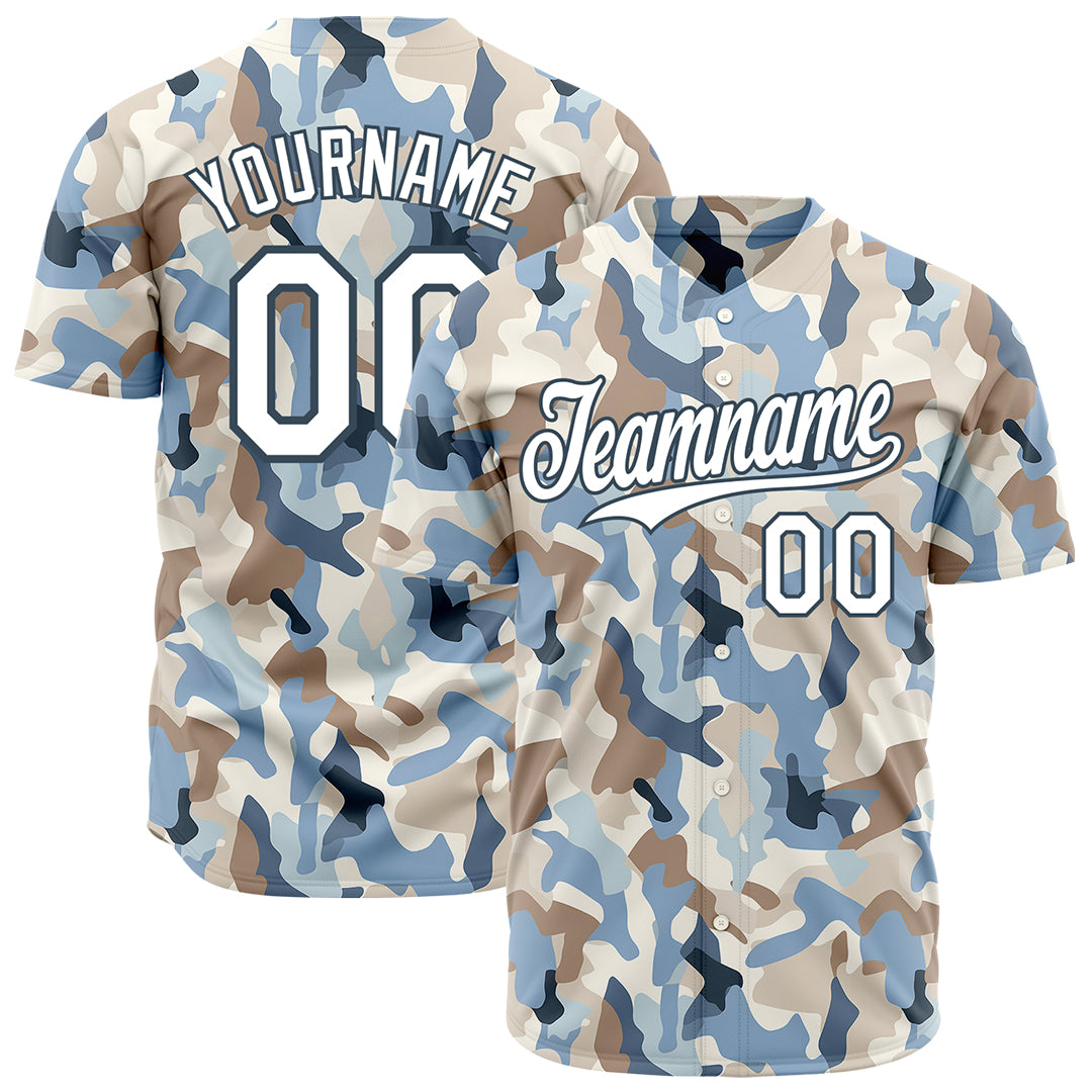 Custom Camo Baseball Jersey Full Button Down Fans Special Authentic Shirt