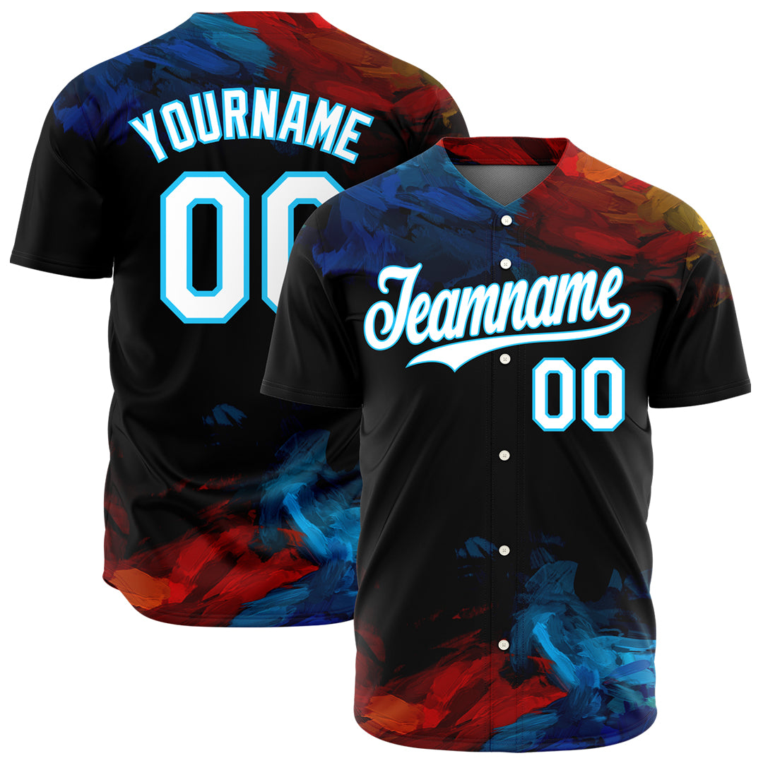 Custom Graffiti Pattern Baseball Jersey Full Button Down Fans Special Edition Authentic Casual Shirt