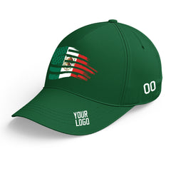 Custom Green Baseball Cap Mexican Flag Adjustable Hat for Men and Women