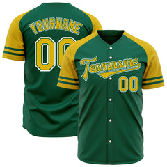 Custom Green Two Tone Fashion Baseball Jersey Authentic Button Down Vintage Shirt