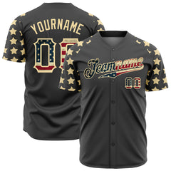 Custom National USA Flag Two Tone Authentic Vintage Gray Baseball Jersey