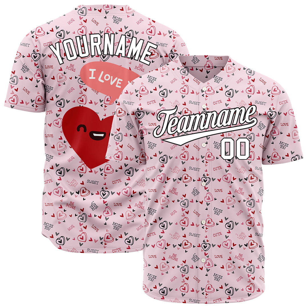 Custom Pink Heart Valentine's Day Baseball Jersey Fans Special Edition Authentic Shirt Custom Pink Heart Valentine's Day Baseball Jersey Fans Special Edition Authentic Shirt