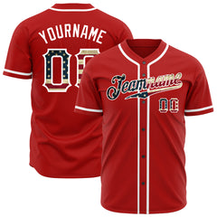 Custom Red National USA Flag Fans Special Edition Authentic Vintage Baseball Jersey
